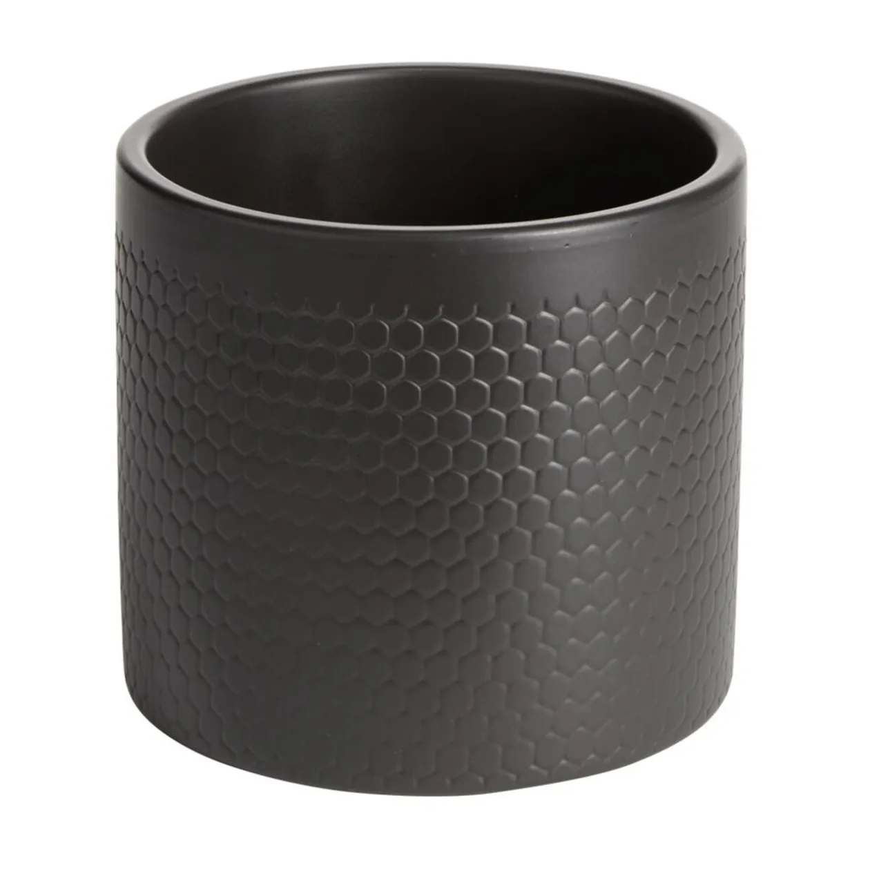 Pot de fleur noir mat motif nid d'abeille 1,29 L Ø13,5x12,3 cm - Capri
