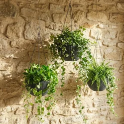 Pot de fleur rond à suspendre plastique noir Ø26xH66cm < Gifi Online