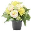 Pot de fleurs artificielles roses et chrysanthèmes jaune Ø26×H26cm < Gifi Online