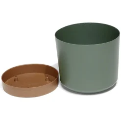 Pot de jardin Tubo plastique vert avec soucoupe marron Ø39cm