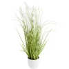Pot de joncs artificiels blancs avec herbes H51cm