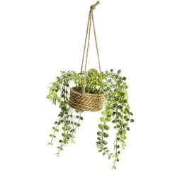Pot de plante verte artificielle tombante Ø9xH30cm (3 modèles)