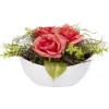 Pot design bateau rose artificielle rose