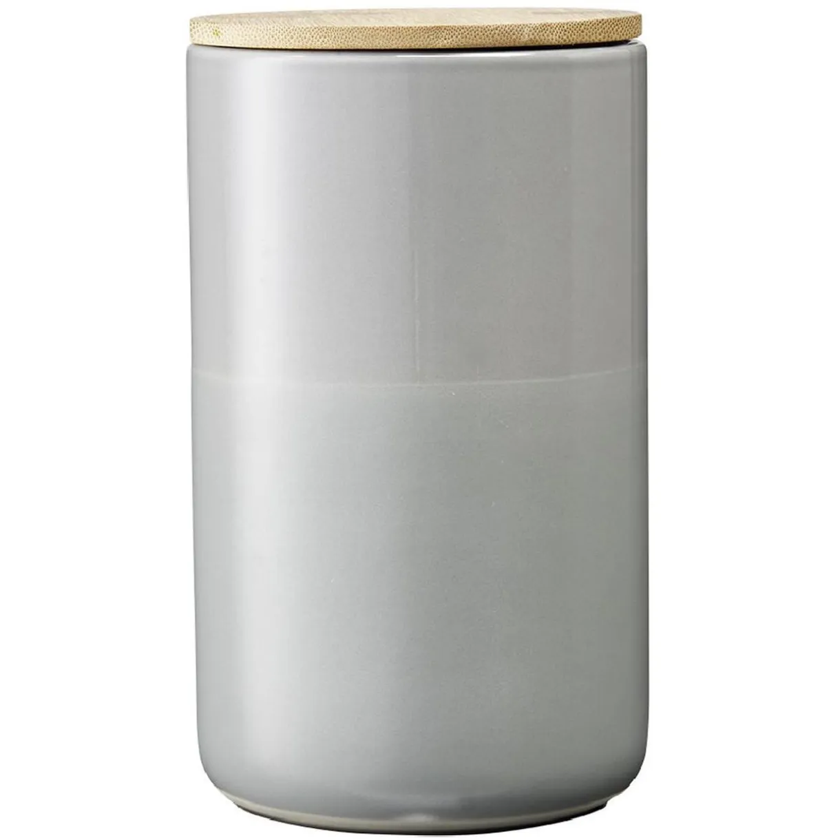 Pot en céramique gris avec couvercle en bois H16,5 cm < Gifi
