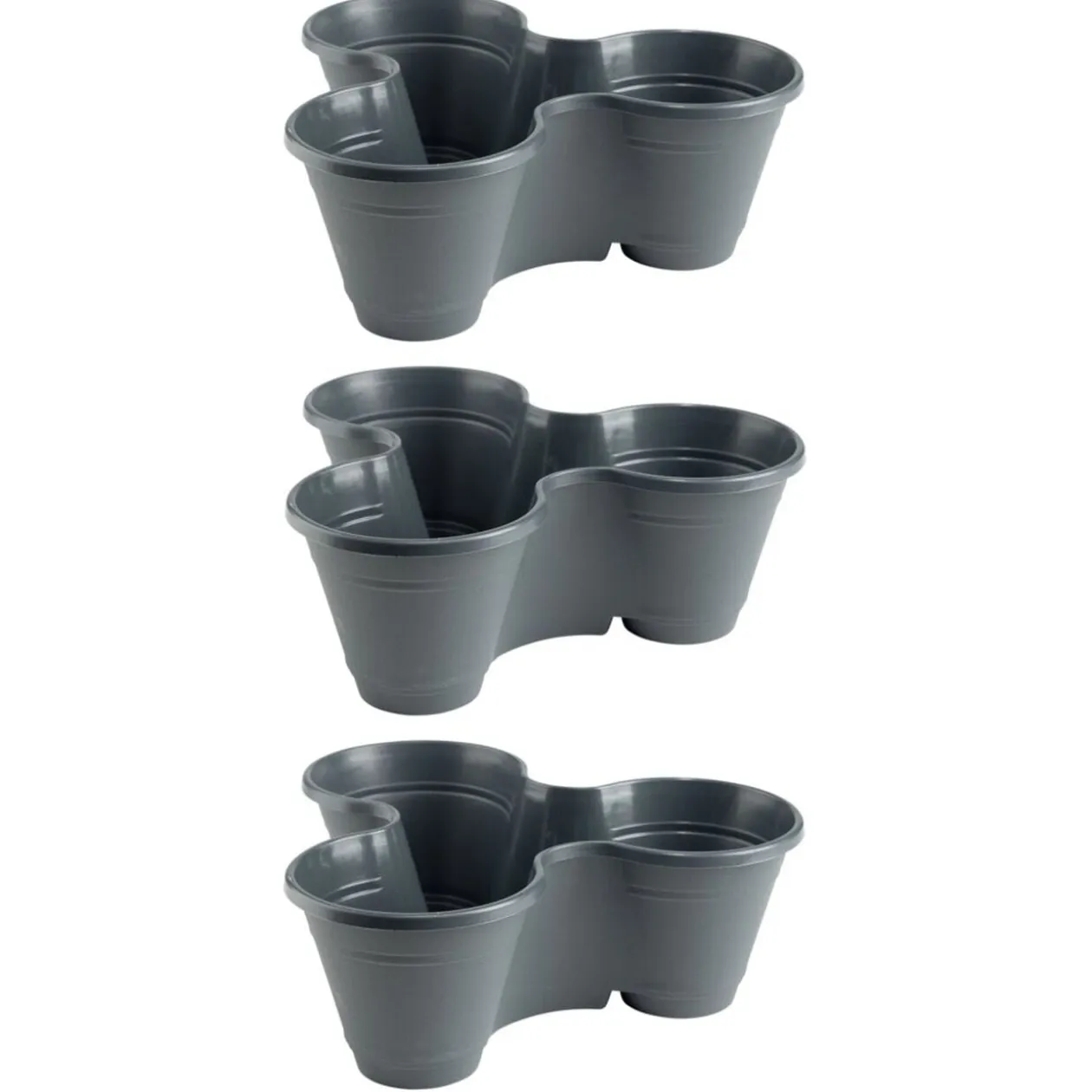 Pot en plastique bleu 3 compartiments Ø24xH9cm (Lot de 3)