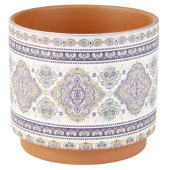 Pot en terre cuite imprimée Ø14xH12cm (4 modèles)