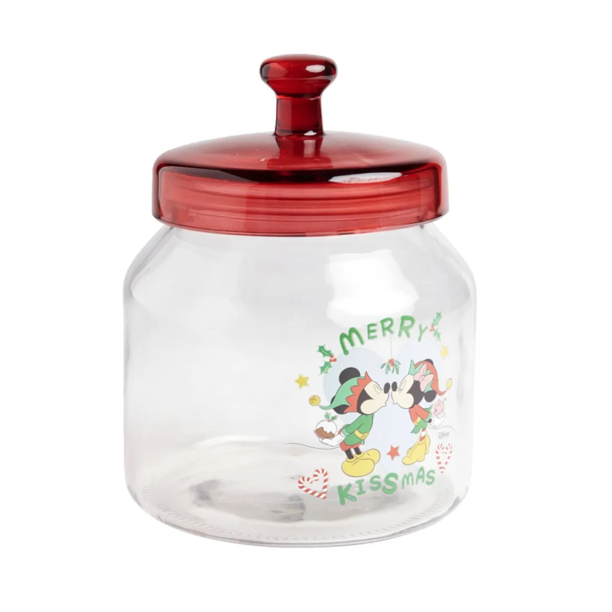 Pot en verre Disney Mickey Merry Kissmas avec couvercle Ø16xH20cm < Gifi Best