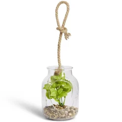 Pot en verre LED avec plante artificielle verte Ø11,5xH15,5cm < Gifi Hot
