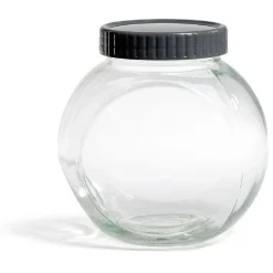 Pot en verre transparent avec couvercle plastique - 16x11,5xH.16cm