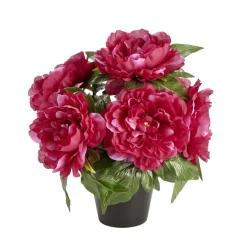 Pot fleur artificielle pivoine violet 6 tiges Ø28xH30cm < Gifi