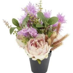 Pot fleur champêtre artificiel Ø18xH36cm rose