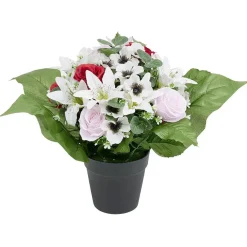 Pot lys et rose artificiel Ø30xH30cm < Gifi