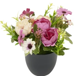 Pot marguerite et rose artificiel Ø16xH18cm jaune