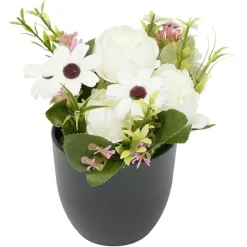 Pot marguerite et rose artificiel Ø16xH18cm blanc < Gifi New