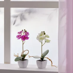 Pot orchidée artificielle blanche H16cm