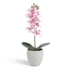 Pot orchidée artificielle blanche et rose H31cm