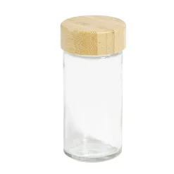 Pot à épice en verre et couvercle bambou Ø4,7xH9,8cm < Gifi Discount