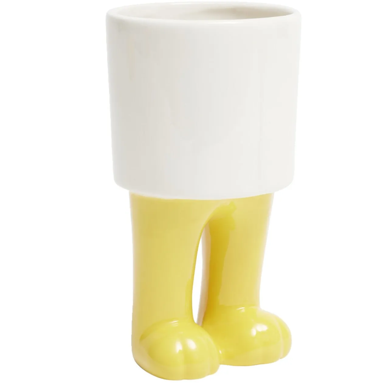 Pot rond en céramique avec pieds de dinosaure Ø10xH18cm (2 modèles) jaune ou vert