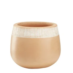 Pot rond en terre cuite naturel et blanc Ø28 cm < Gifi Online