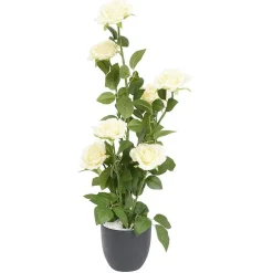 Pot rosier artificiel 7 têtes Ø25xH65cm jaune