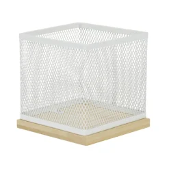 Pot à stylo bureau bambou et métal grillagé blanc 10x10x10cm < Gifi Hot