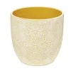 Pot terre cuite arabesque motif fleur beige Ø13,5xH13,5cm