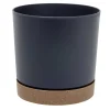 Pot tubo plastique gris anthracite et marron Ø13xH13cm