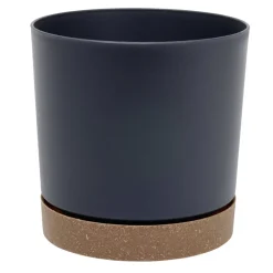Pot tubo plastique gris anthracite et marron Ø13xH13cm