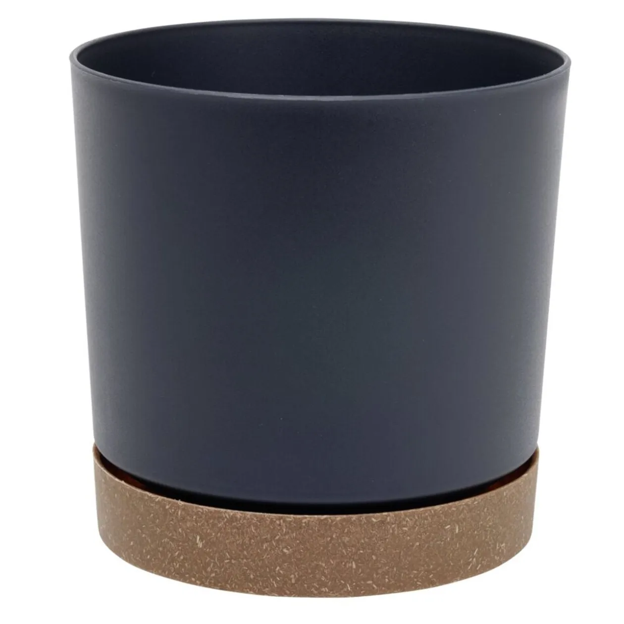 Pot tubo plastique gris anthracite et marron Ø13xH13cm