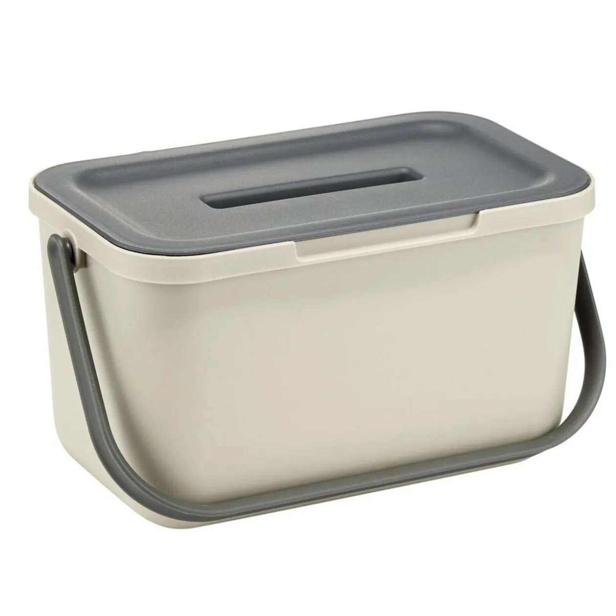 Poubelle compost de porte 4L plastique gris et beige 25,5x16,5xH14cm