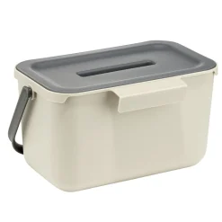 Poubelle compost de porte 4L plastique gris et beige 25,5x16,5xH14cm