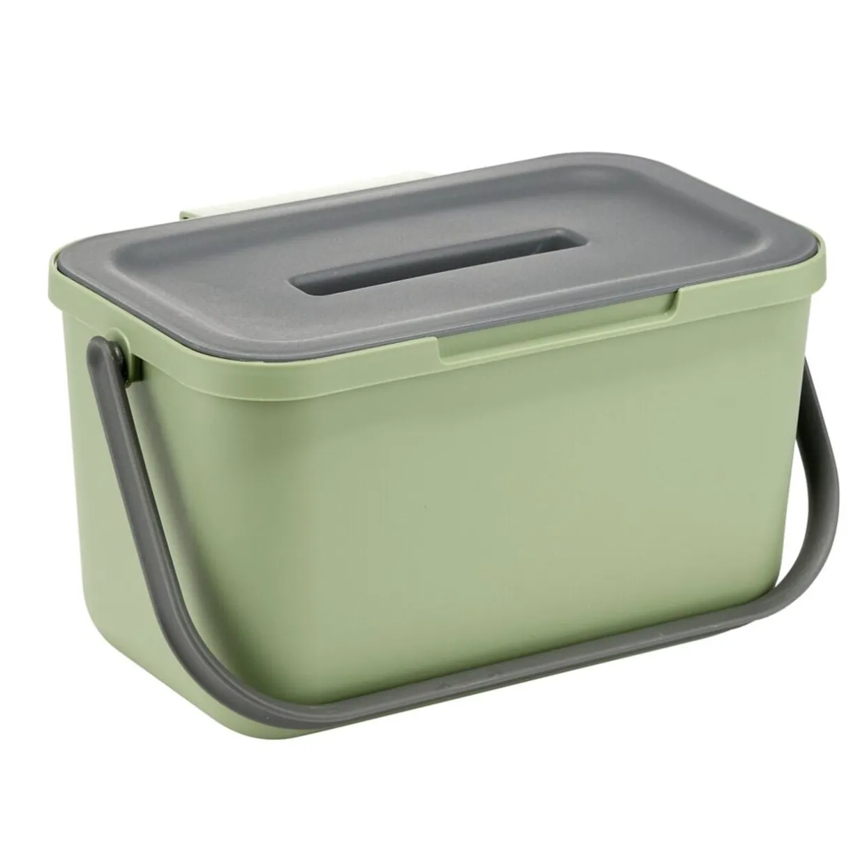 Poubelle compost de porte 4L plastique gris et vert 25,5x16,5xH14cm < Gifi Clearance