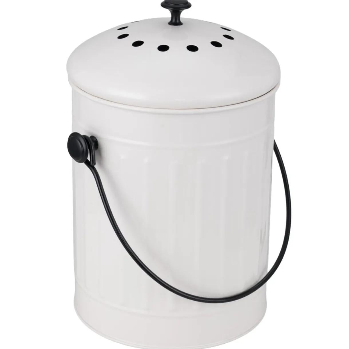 Poubelle à compost 5L avec filtre à charbon métal blanc Ø19xH22,5cm < Gifi