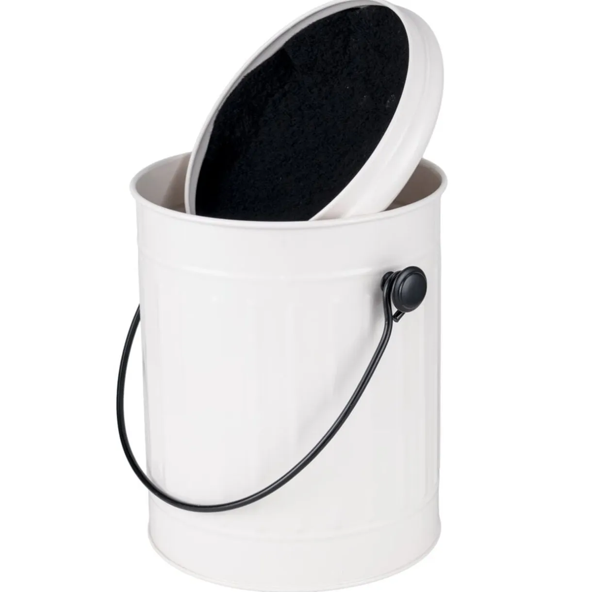 Poubelle à compost 5L avec filtre à charbon métal blanc Ø19xH22,5cm < Gifi