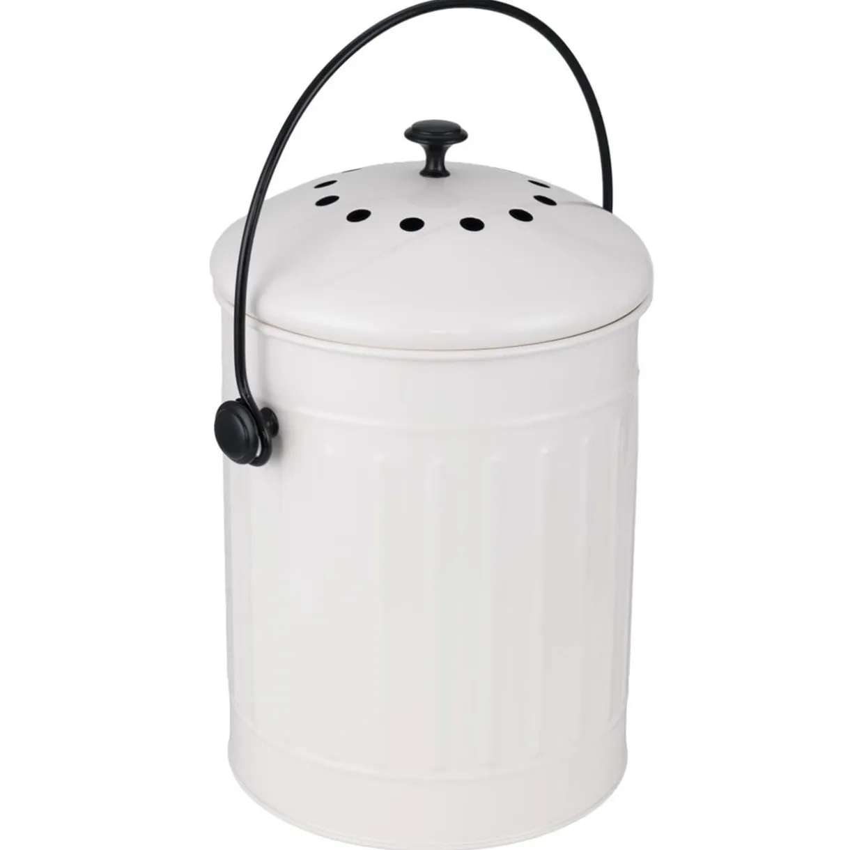 Poubelle à compost 5L avec filtre à charbon métal blanc Ø19xH22,5cm < Gifi