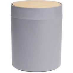 Poubelle à coton ronde métal gris Ø13,7xH17,3cm 2,5L