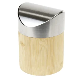 Poubelle de table en bambou et métal Ø12xH16,5cm < Gifi Hot