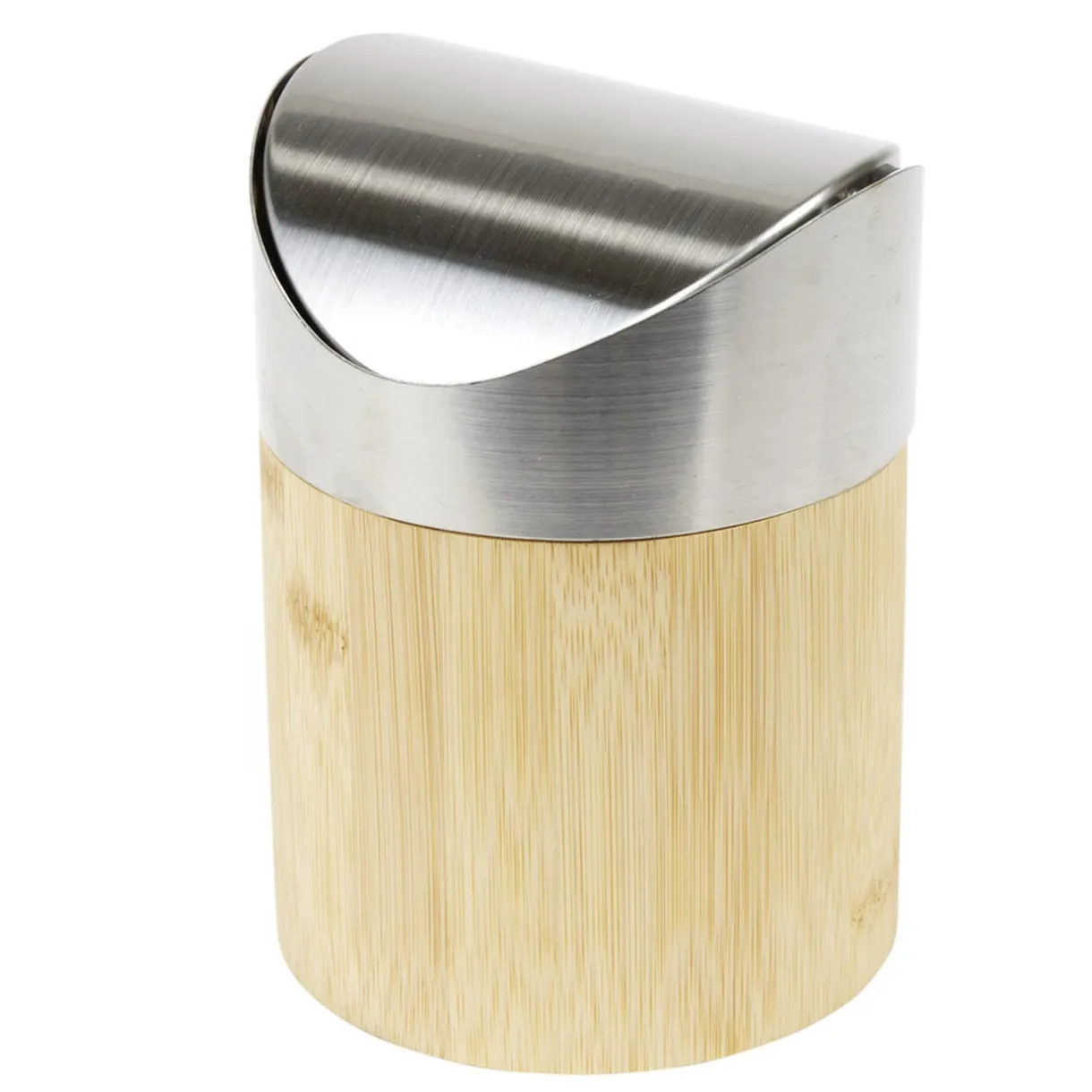 Poubelle de table en bambou et métal Ø12xH16,5cm < Gifi Hot
