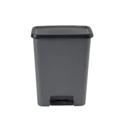 Poubelle de tri 2 compartiments 2x23L à pédale et rabat 48x29xH63cm grise et noire < Gifi Discount