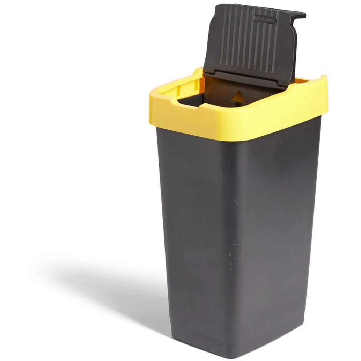 Poubelle de tri pour plastique 60L plastique jaune et noir