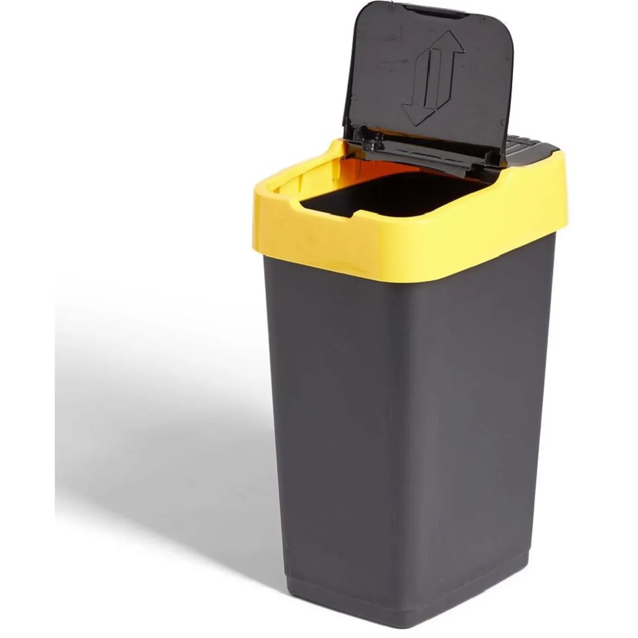 Poubelle de tri pour plastique 35L plastique jaune et noir