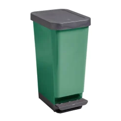 Poubelle en plastique vert 45L avec pédale rétractable 29x38,5xH61cm < Gifi Outlet