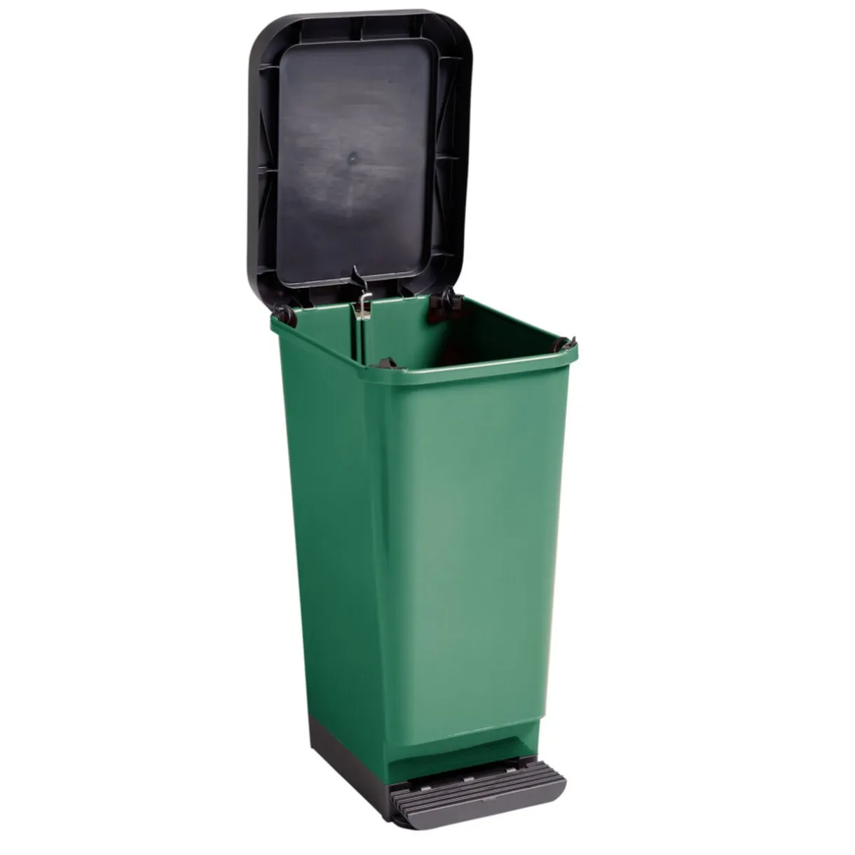 Poubelle en plastique vert 45L avec pédale rétractable 29x38,5xH61cm < Gifi Outlet