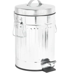 Poubelle en zinc gris avec pédale style rétro industriel Ø17xH28cm