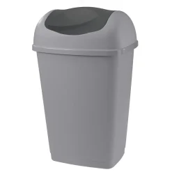 Poubelle grise à rabat 50 L
