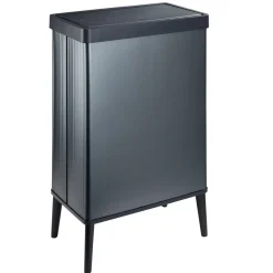 Poubelle haute 54L sur pieds avec couvercle push bleu perle H70cm < Gifi Online