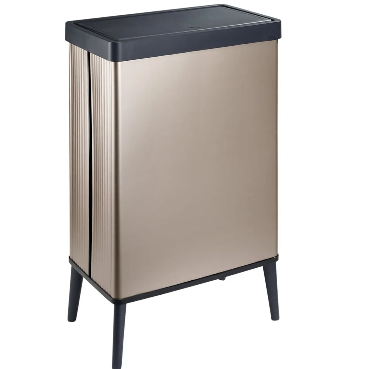 Poubelle haute 54L sur pieds avec couvercle push rose perle H70cm
