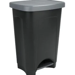 Poubelle à pédale 50 L noir et gris