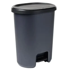 Poubelle à pédale 27L plastique noir et gris foncé 37x30xH46cm