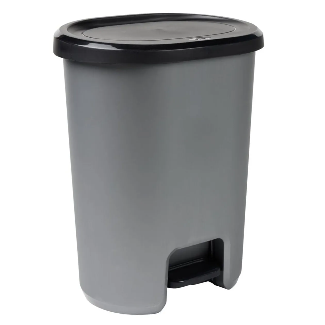 Poubelle à pédale 27L plastique noir et gris clair 37x30xH46cm